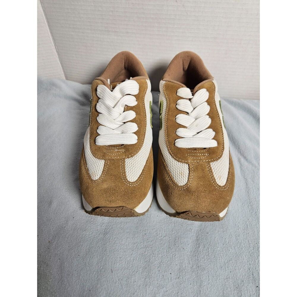 VOLATILE Vintage Platform Sneakers Tan Suede Mesh Chunky Retro 70s Y2K Size 7.5